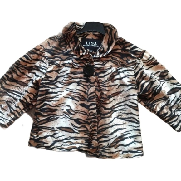 Women’s Cropped jacket Lisa International Animal Print Jacket Career - Picture 2 of 11